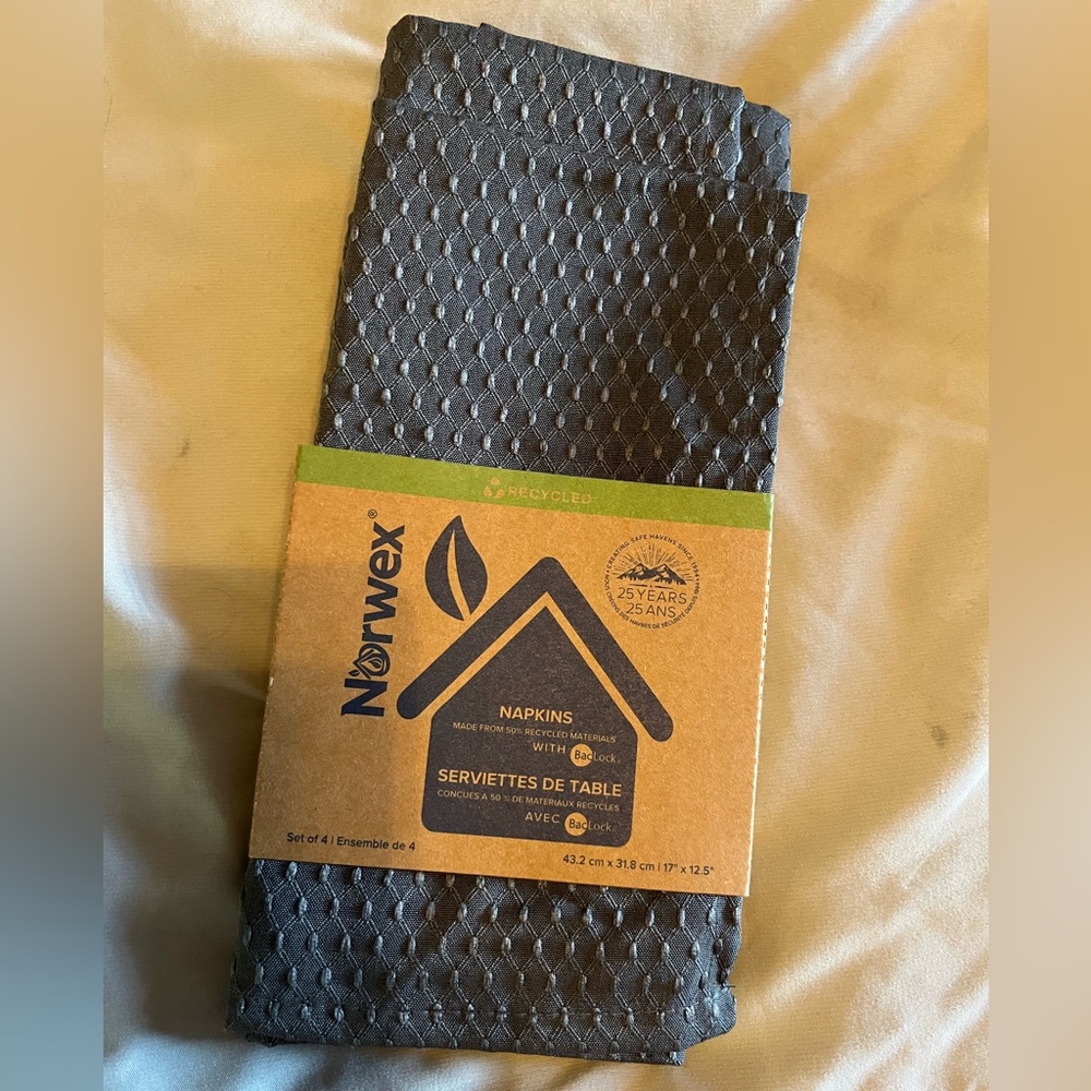 New still in package dark gray set of 4 napkins